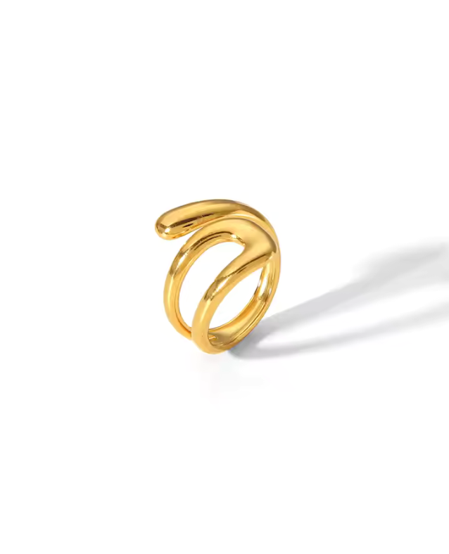 Gold-Plated Hollow Double-Layer Rings 18K