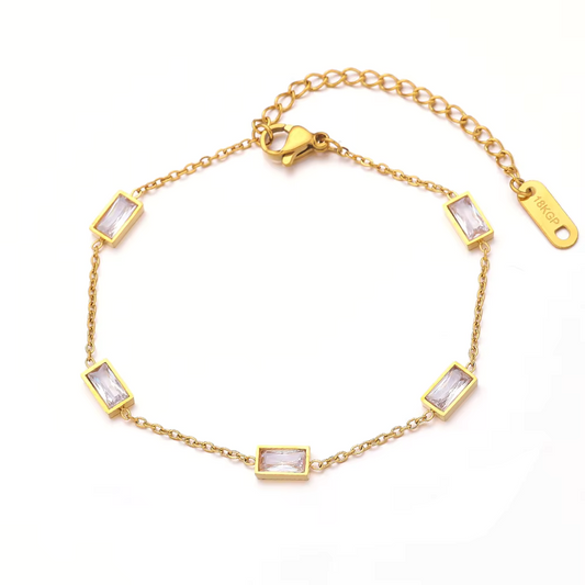 Bracelet with Rectangular Crystal Charms